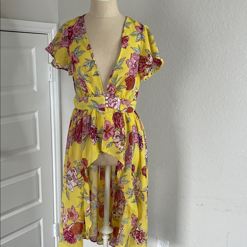 Live 4 Truth Yellow Floral High Low Dress